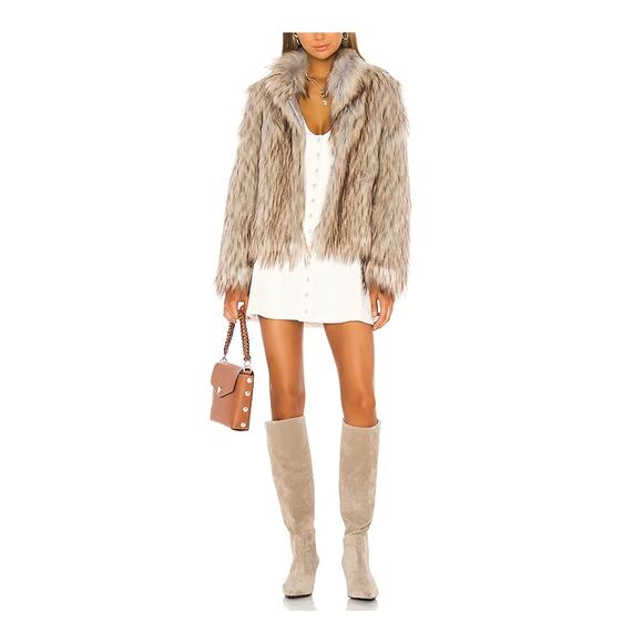 Unreal Fur Faux Beige Modacrylic Fur Jacket Size M - Picture 1 of 4